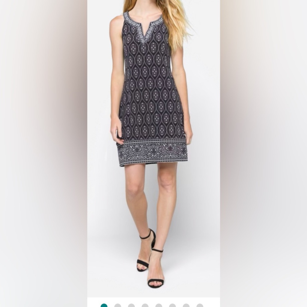 Magnolia Grace embroidered trim knit dress. Black XXL